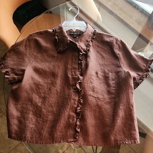 Women's Ruffled Brown Top